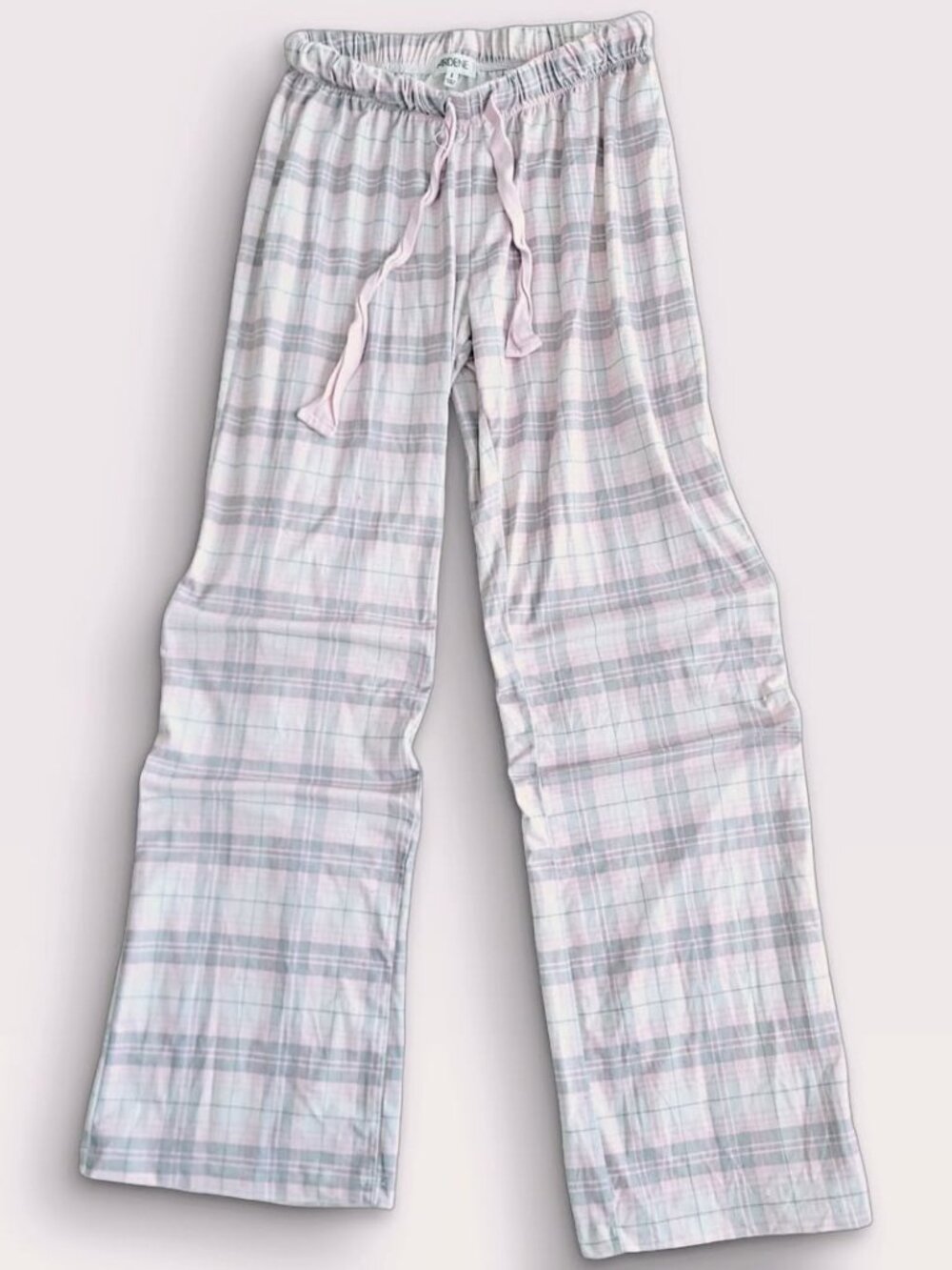 Ardene Pink Grey Plaid Wide Leg Pants Y2K Retro Streetwear (S)